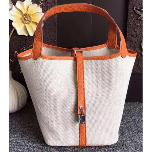 Sac Hermes Picotin Lock 18cm Toile HPL8618T Orange