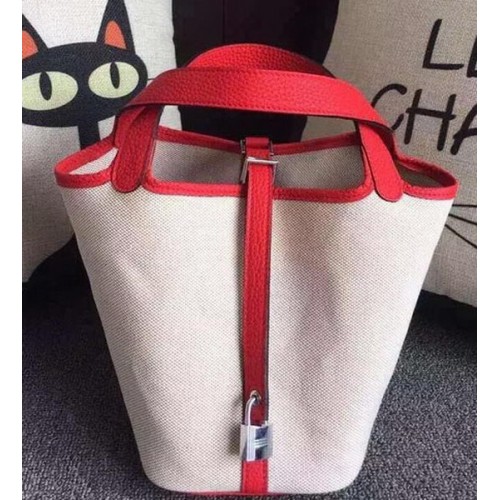 Sac Hermes Picotin Lock 18cm Toile HPL8618T Rouge