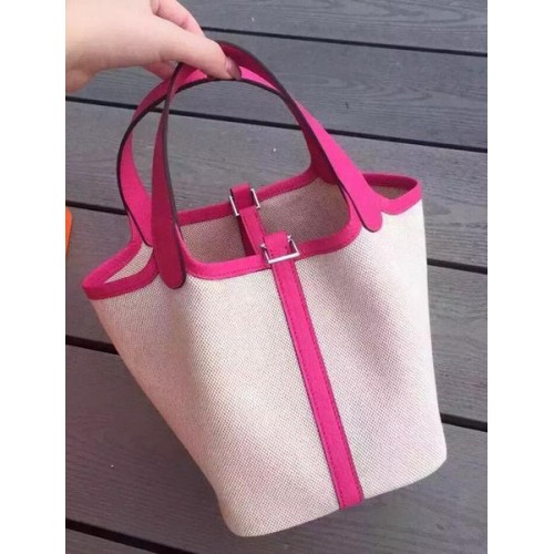 Sac Hermes Picotin Lock 18cm Toile HPL8618T Rose