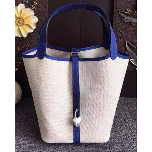 Sac Hermes Picotin Lock 18cm Toile HPL8618T Bleu Royal