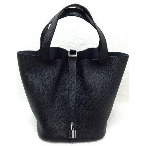 Hermes Picotin Lock 22cm Sacs Litchi Cuir HPL1048 Noir