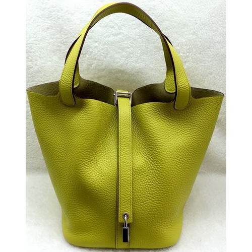 Hermes Picotin Lock 22cm Sacs Litchi Cuir HPL1048 Citron