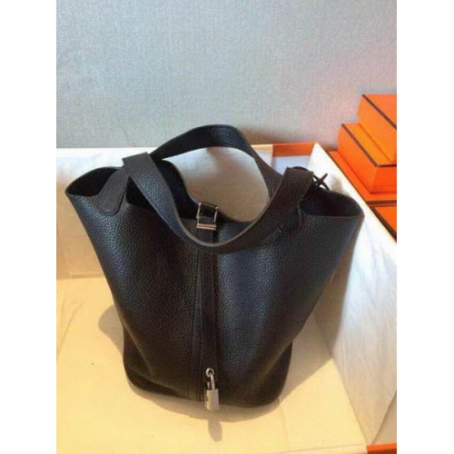 Hermes Picotin Lock 22cm Sacs Litchi Cuir HPT22 Noir