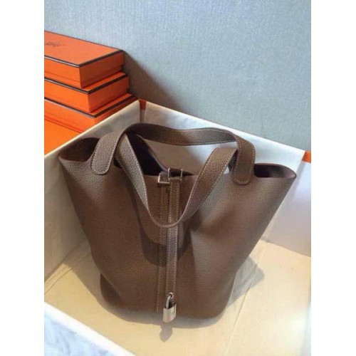 Hermes Picotin Lock 22cm Sacs Litchi Cuir HPT22 Gris