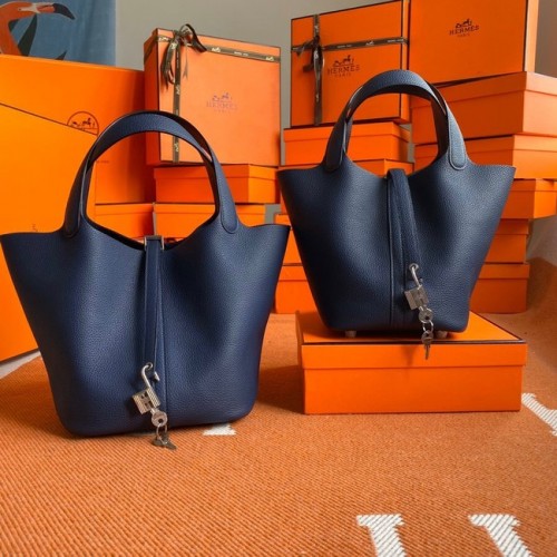 Hermes Picotin Lock Sacs Original togo Cuir PL3388 Bleu saphir
