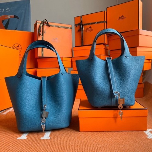Hermes Picotin Lock Sacs Original togo Cuir PL3388 bleu