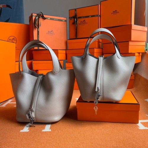 Hermes Picotin Lock Sacs Original togo Cuir PL3388 gris clair