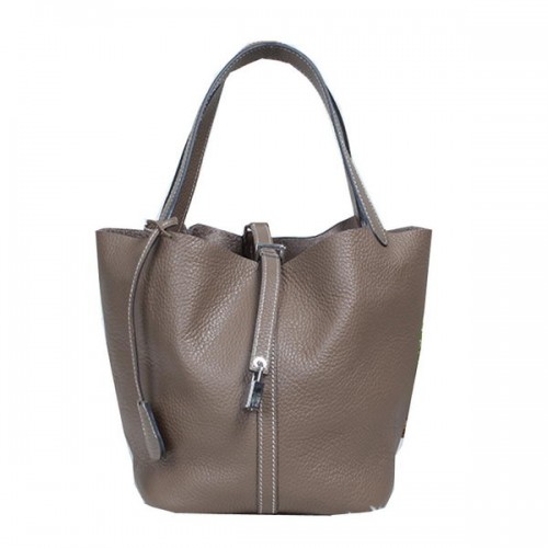 Sac Hermes Picotin Lock MM en cuir d'origine gris foncé