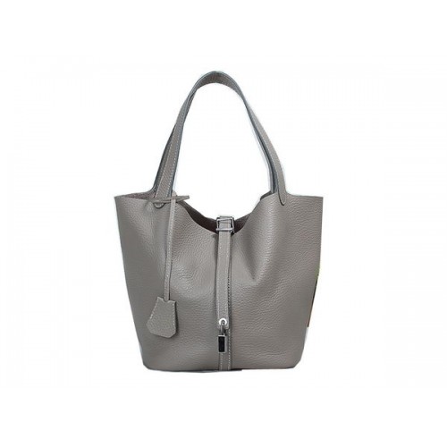Sac Hermes Picotin Lock MM en cuir d'origine gris