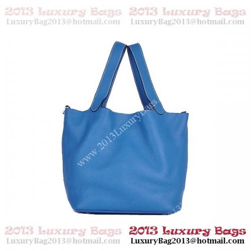 Sac Hermes Picotin Lock PM en Cuir Clémence 8615 Bleu
