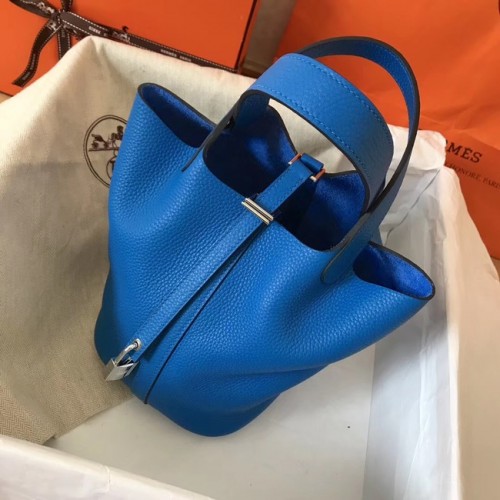 Hermes Picotin Lock PM Sacs en cuir d'origine H8688 bleu