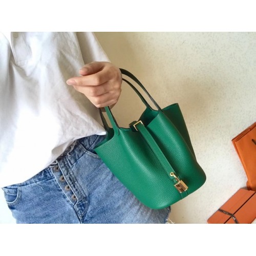 Hermes Picotin Lock PM Sacs en cuir d'origine H8688 vert