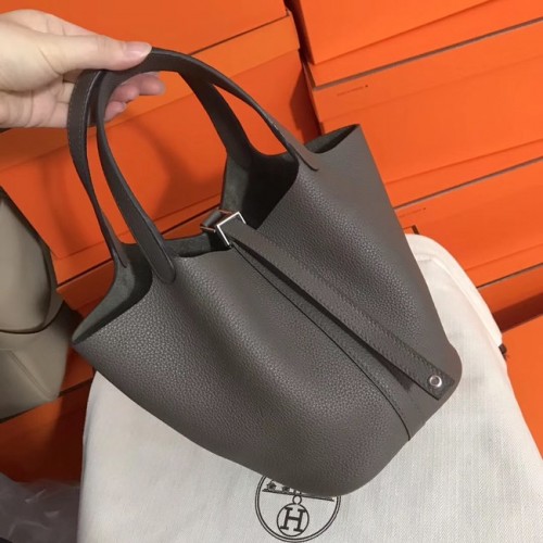 Hermes Picotin Lock PM Sacs en cuir d'origine H8688 gris