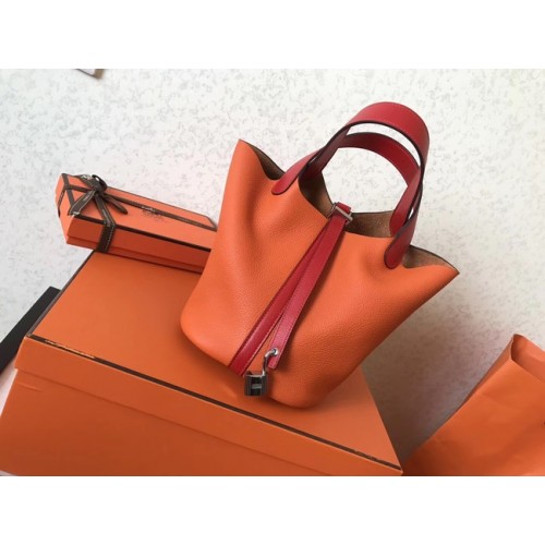 Hermes Picotin Lock PM Sacs en cuir d'origine H8688 orange et rouge