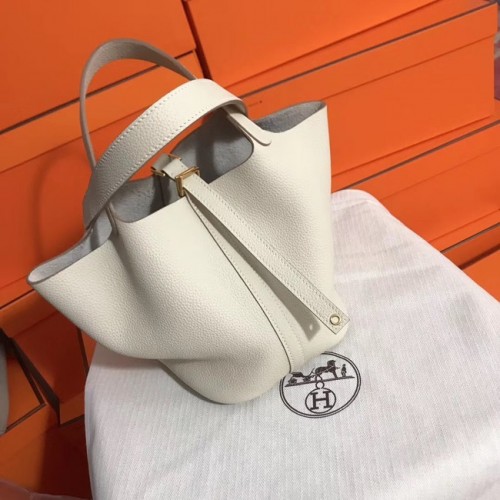 Hermes Picotin Lock PM Sacs en cuir d'origine H8688 blanc