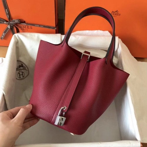 Hermes Picotin Lock PM Sacs en cuir d'origine H8688 vin rouge