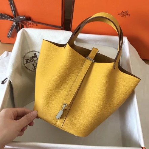 Hermes Picotin Lock PM Sacs en cuir d'origine H8688 jaune