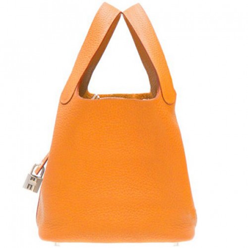 Hermes Picotin Lock PM Taurillon Clémence Cuir Silver Hardware Orange