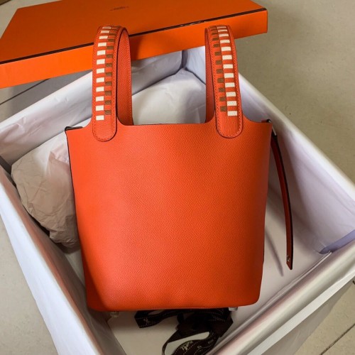 Hermes Picotin Lock PM Taurillon Epsom Cuir Orange 9809 Argent