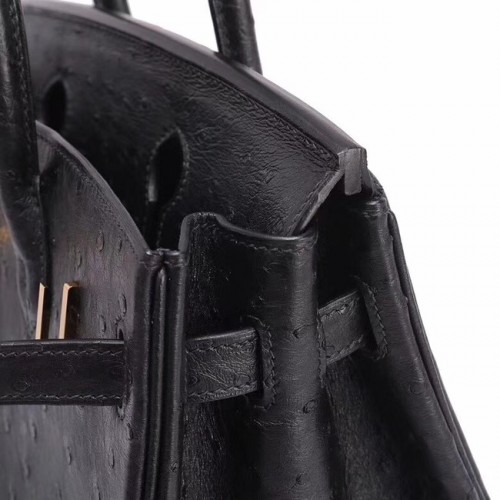 Hermès sac birkin en cuir d'autruche véritable BK35 noir