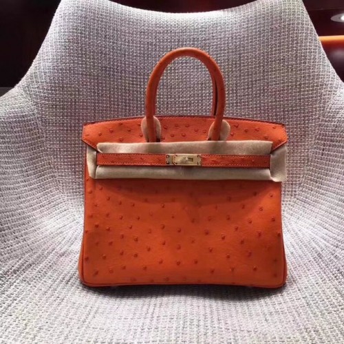 Hermès sac birkin en cuir d'autruche véritable BK35 orange