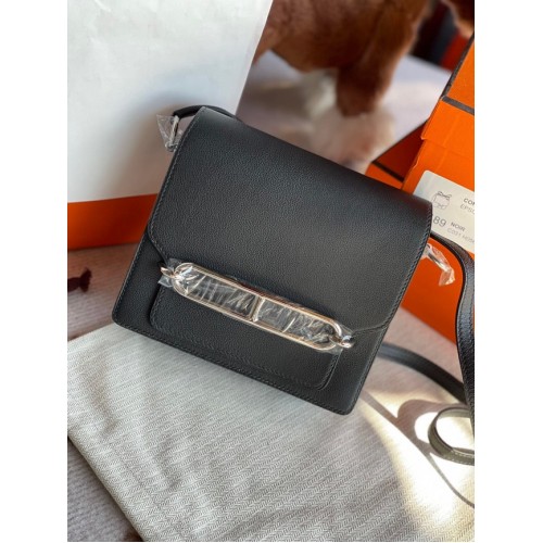Hermès Roulis 19cm Evercolor 9D H9003 noir&Argent