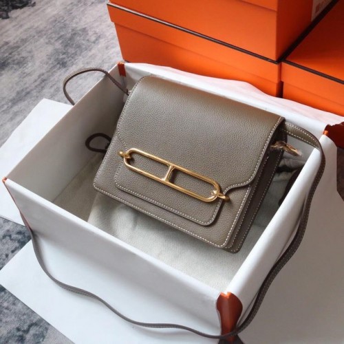 Hermès Roulis 19cm Evercolor 9D H9003 gris foncé&Or