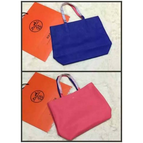 Hermes Shopper Sac Double Face Original Cuir HS1209 Bleu&Rose