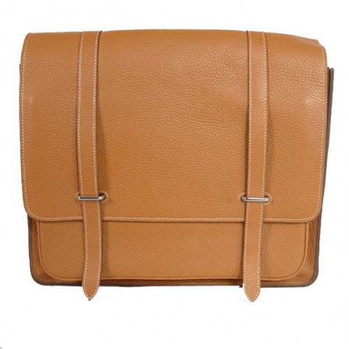 Hermès Steve 35CM Messenger Bag Clémence Cuir Camel