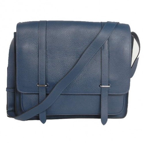 Hermes Steve 35CM Messenger Bag Clémence Cuir Bleu Foncé