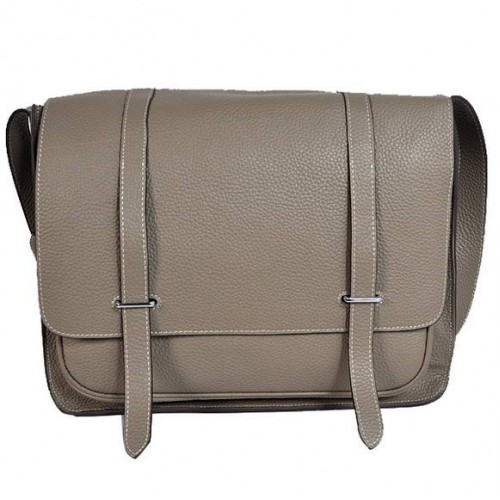 Hermes Steve 35CM Messenger Bag Clémence Cuir Gris