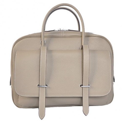 Hermes Steve 38CM Sac Voyage Clémence Cuir Gris