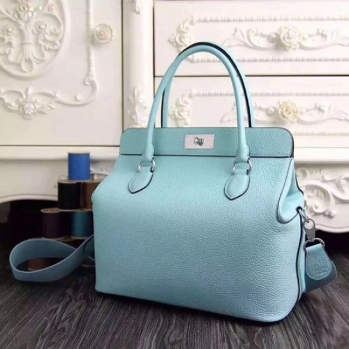 Hermes Toolbox Bag Original Cuir Togo H3259 Bleu Ciel