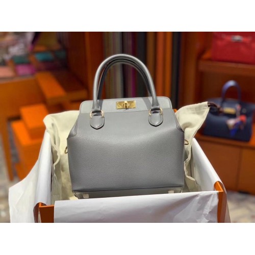 Hermes Toolbox Togo Bag Cuir d'origine 3259 Gris
