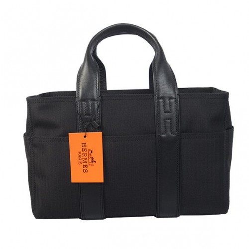 Hermes Sac Cabas Toile Cuir H858S Noir