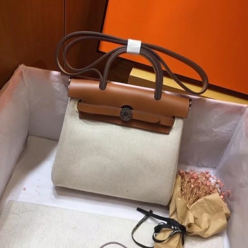 Hermes mini Herbag Original Canvas Cuir de veau 45987 Offwhite&brown