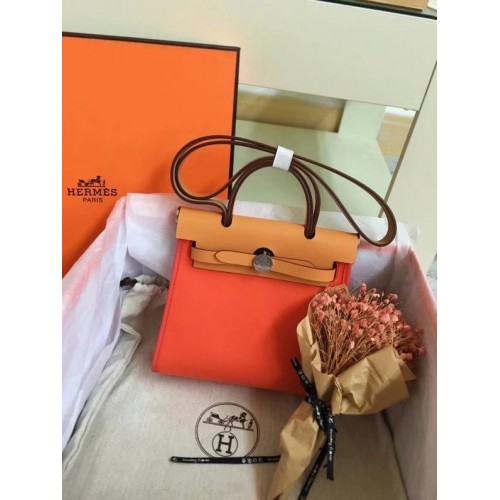 Hermes mini Herbag Original Canvas Cuir de veau 45987 orange&marron