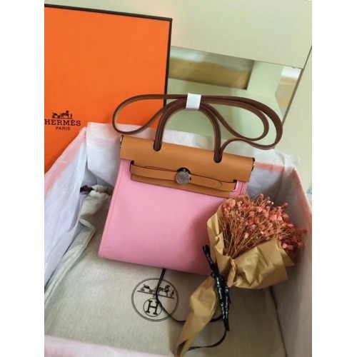 Hermes mini Herbag Original Canvas Cuir de veau 45987 rose&marron