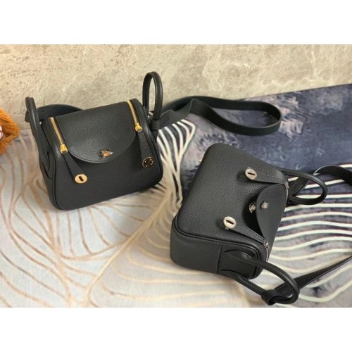 Hermès mini Lindy Original Togo sac en cuir OLD19 noir