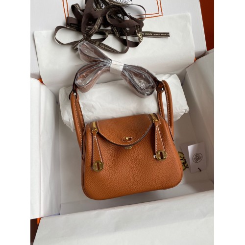 Hermès mini Lindy Original Togo sac en cuir OLD19 marron