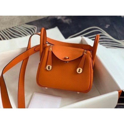 Hermès mini Lindy Original Togo sac en cuir OLD19 orange