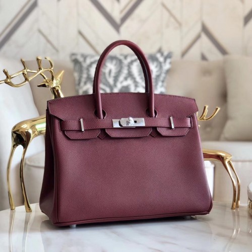 Hermes cuir Epsom original HB35O bordeaux et métal argenté