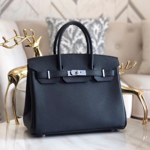 Hermes cuir Epsom original HB35O noir et métal argenté