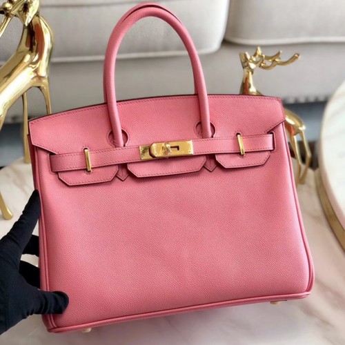 Hermès cuir Epsom original HB35O métal rose et or