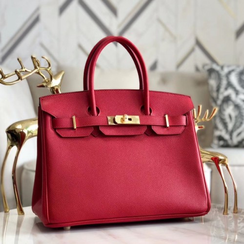 Hermès cuir Epsom original HB35O métal rouge et or