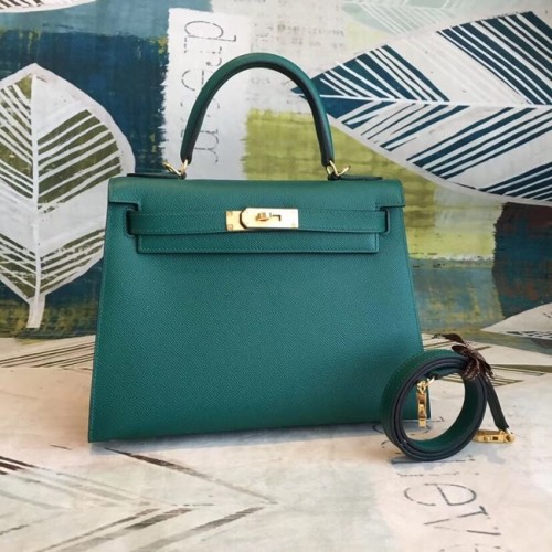 Hermès original Kelly Epsom cuir KL32 vert