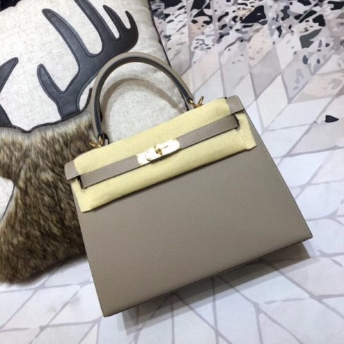 Hermès original Kelly Epsom cuir KL32 gris