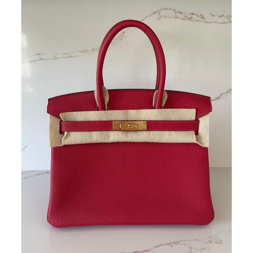 Hermès original Togo Cuir HB25O Rouge