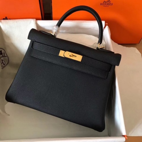 Sac kelly Hermès original en cuir Togo KL320 noir