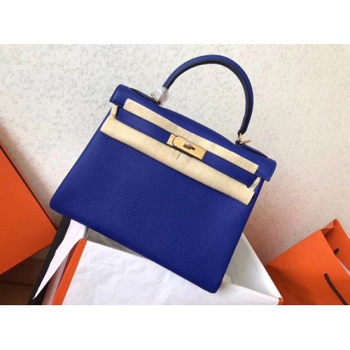 Hermès original Togo sac kelly en cuir KL320 bleu